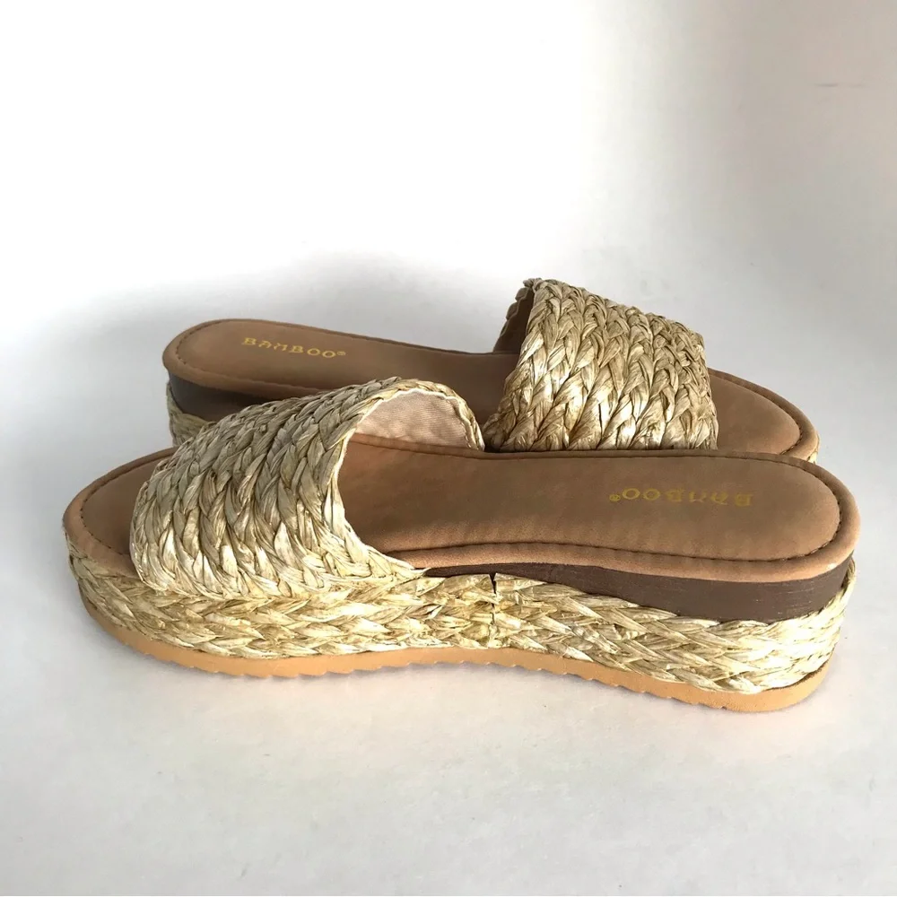 Raffia Platform Slip On Sandals (7) - Picture 10 of 13